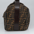 FENDI Zucca Canvas Vanity Hand Bag Brown Black102121