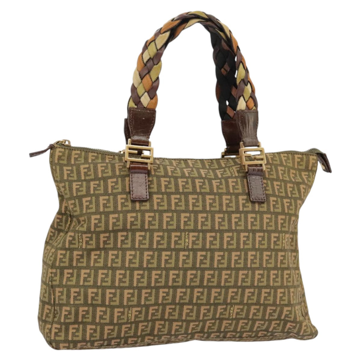 FENDI Zucchino Canvas Hand Bag Khaki 8BH138102160