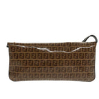 FENDI Zucchino Canvas Shoulder Bag Enamel Brown Gold102279