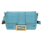 FENDI Mamma Baguette Shoulder Bag Nylon 2way Blue Gold102291