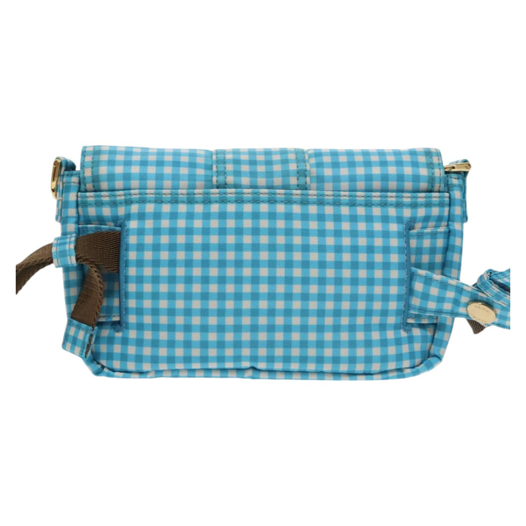 FENDI Mamma Baguette Shoulder Bag Nylon 2way Blue Gold102291