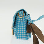 FENDI Mamma Baguette Shoulder Bag Nylon 2way Blue Gold102291