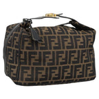 FENDI Zucca Canvas Vanity Pouch Brown Black gold102333