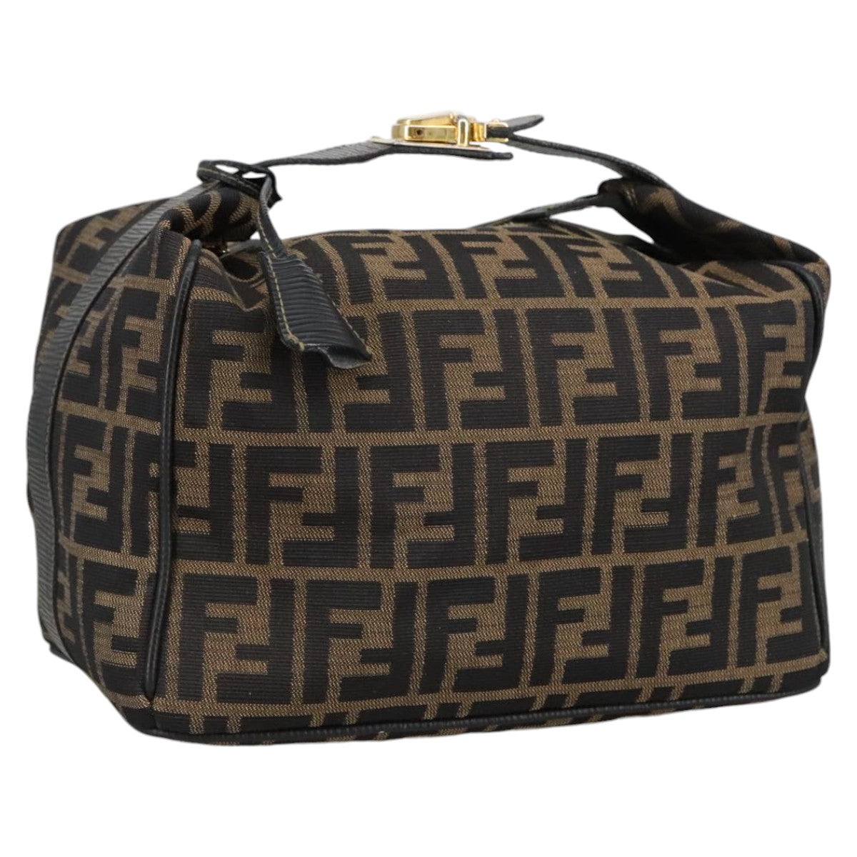 FENDI Zucca Canvas Vanity Pouch Brown Black gold102333