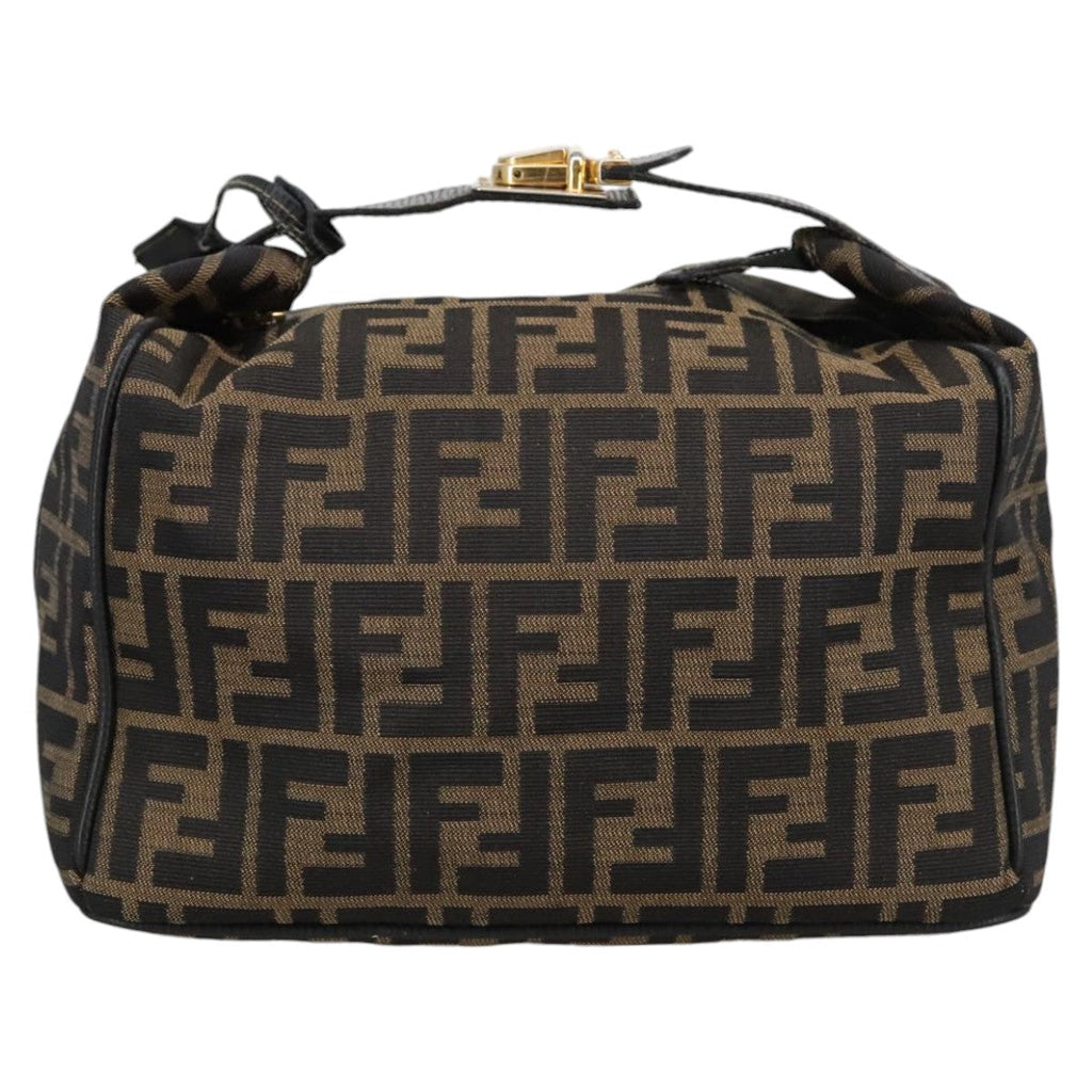 FENDI Zucca Canvas Vanity Pouch Brown Black gold102333