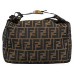 FENDI Zucca Canvas Vanity Pouch Brown Black gold102333