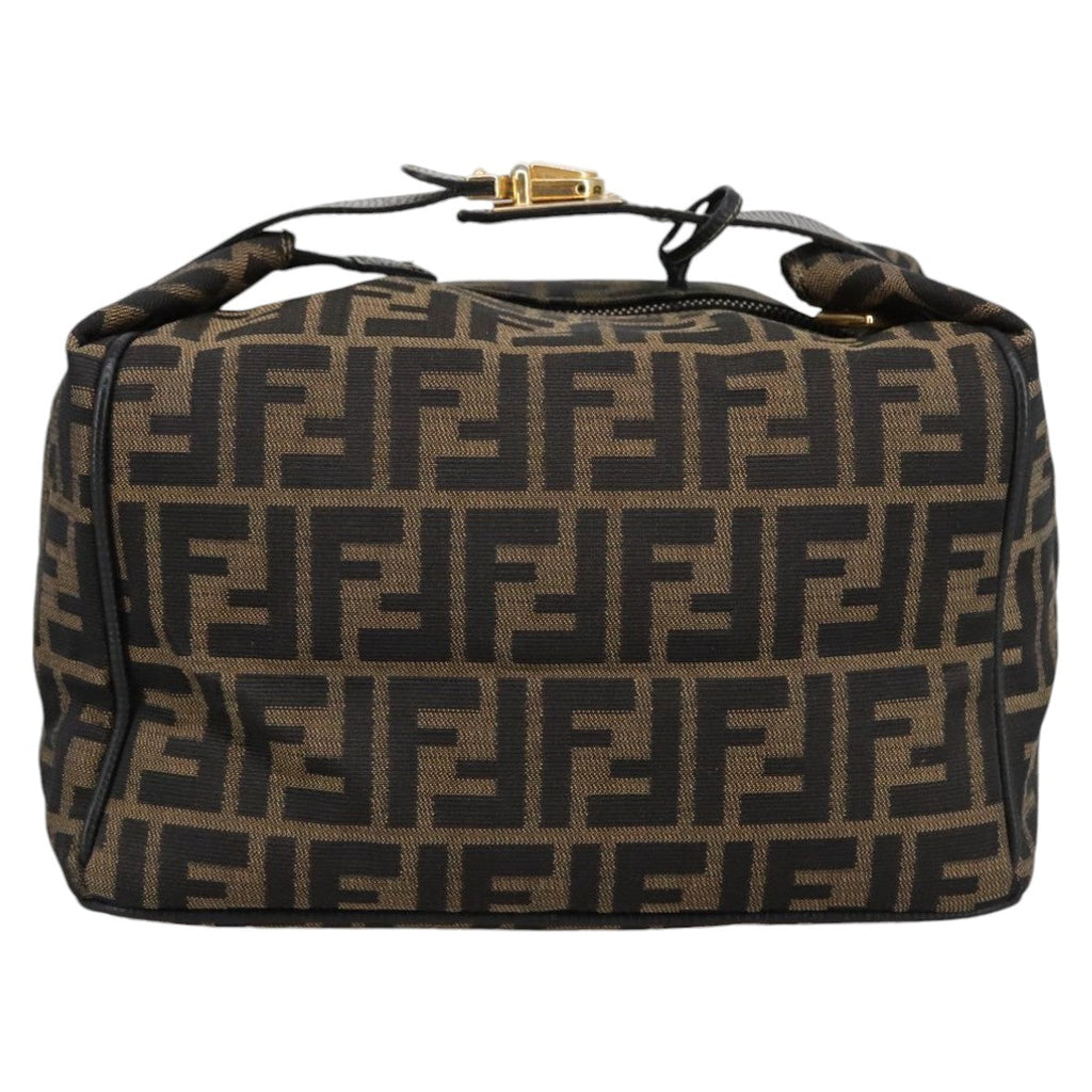 FENDI Zucca Canvas Vanity Pouch Brown Black gold102333