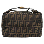 FENDI Zucca Canvas Vanity Pouch Brown Black gold102333
