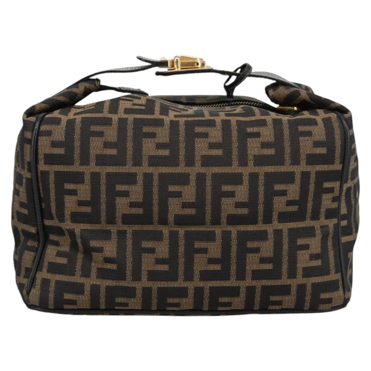 FENDI Zucca Canvas Vanity Pouch Brown Black gold102333