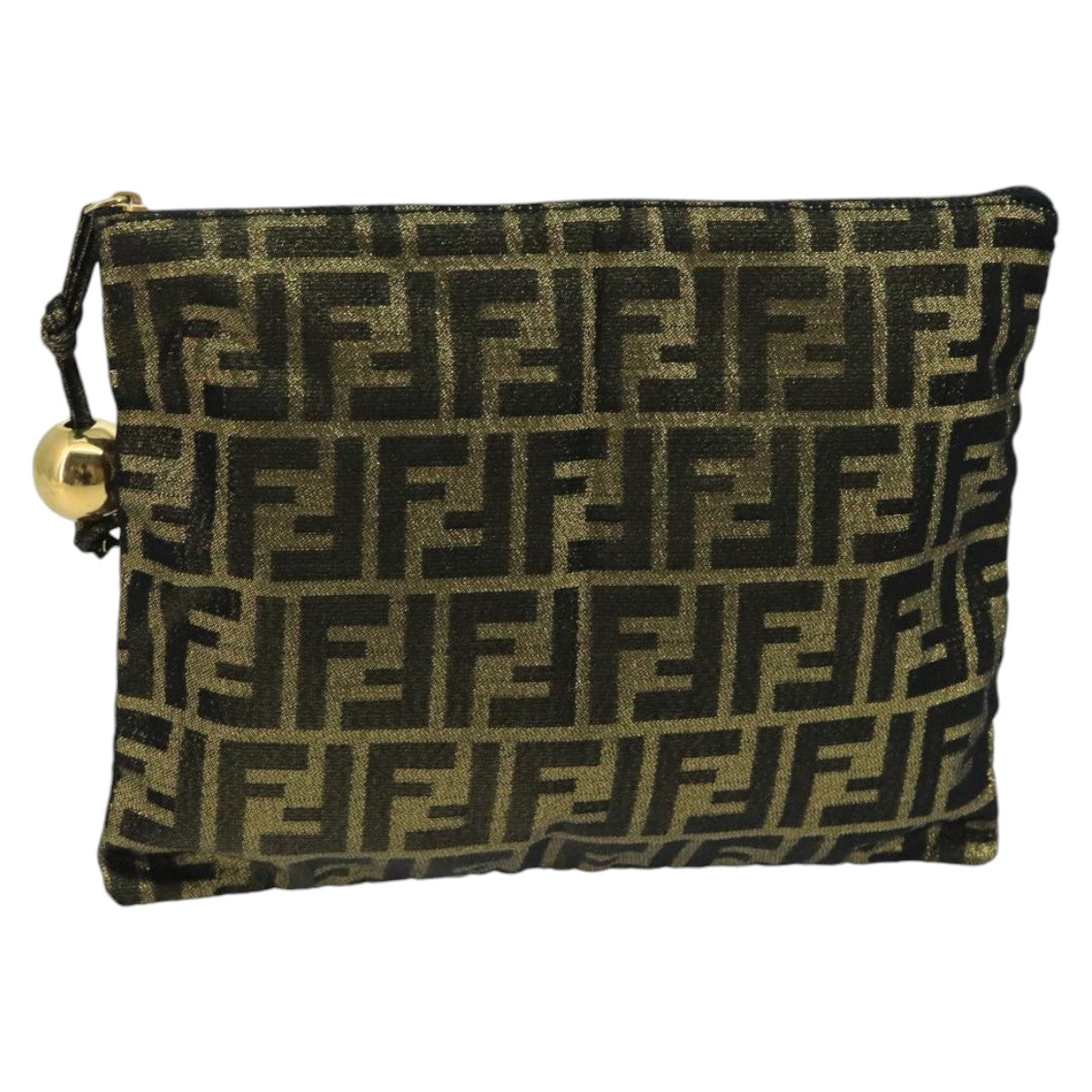 FENDI Zucca Canvas Pouch Gold102385