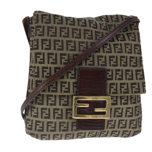 FENDI Zucchino Canvas Mamma Shoulder Bag Beige102445