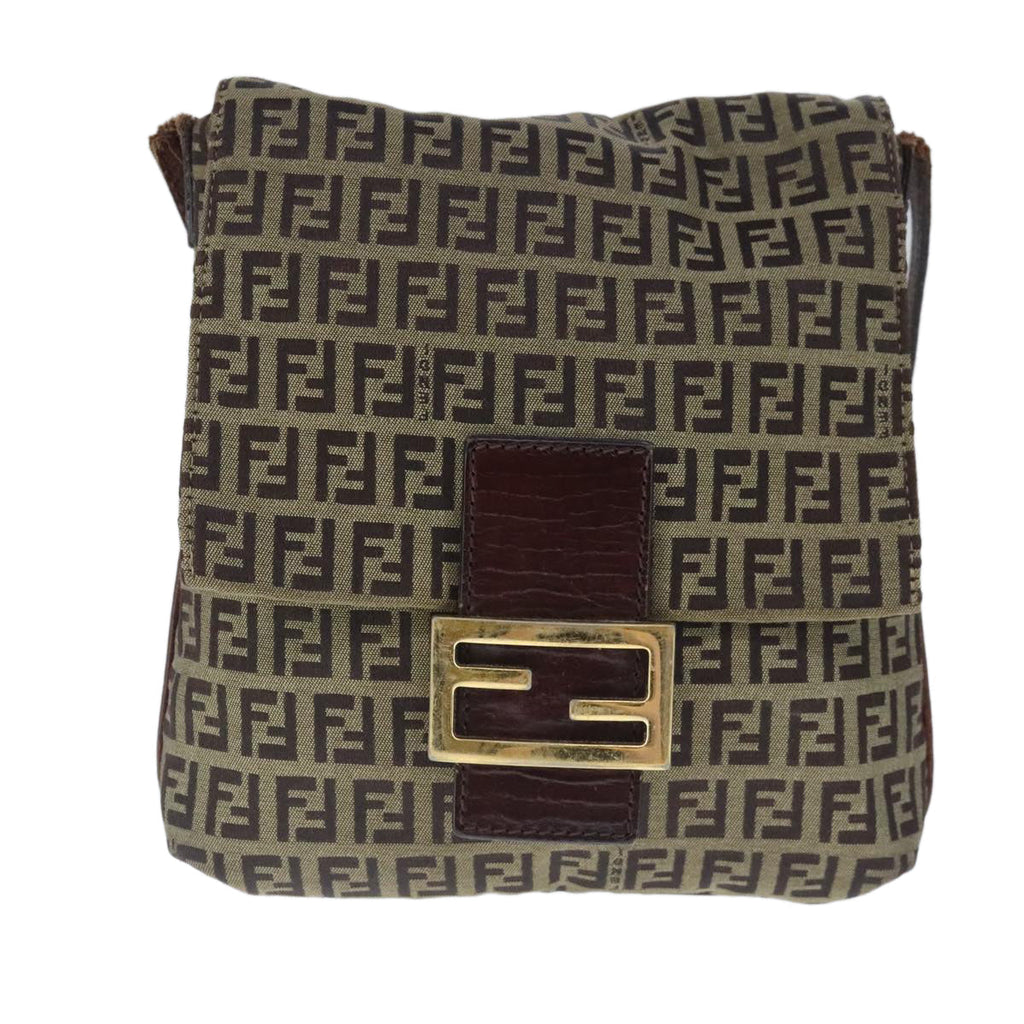FENDI Zucchino Canvas Mamma Shoulder Bag Beige102445