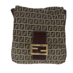 FENDI Zucchino Canvas Mamma Shoulder Bag Beige102445