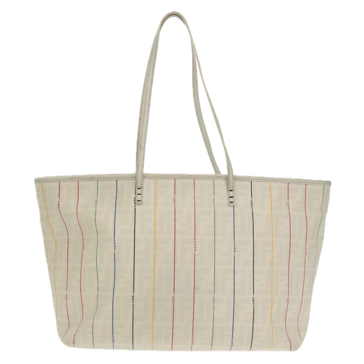 FENDI Zucca Canvas Tote Bag White Multicolor102446