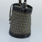 FENDI Zucchino Canvas Shoulder Bag Navy Silver102520