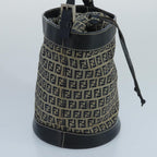 FENDI Zucchino Canvas Shoulder Bag Navy Silver102520
