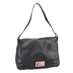 FENDI Mamma Baguette Shoulder Bag Leather Black Silver102636