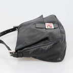 FENDI Mamma Baguette Shoulder Bag Leather Black Silver102636
