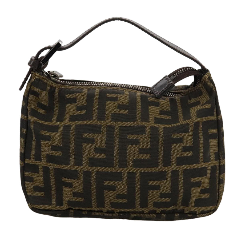 FENDI Zucca Canvas Hand Bag Brown Black102655