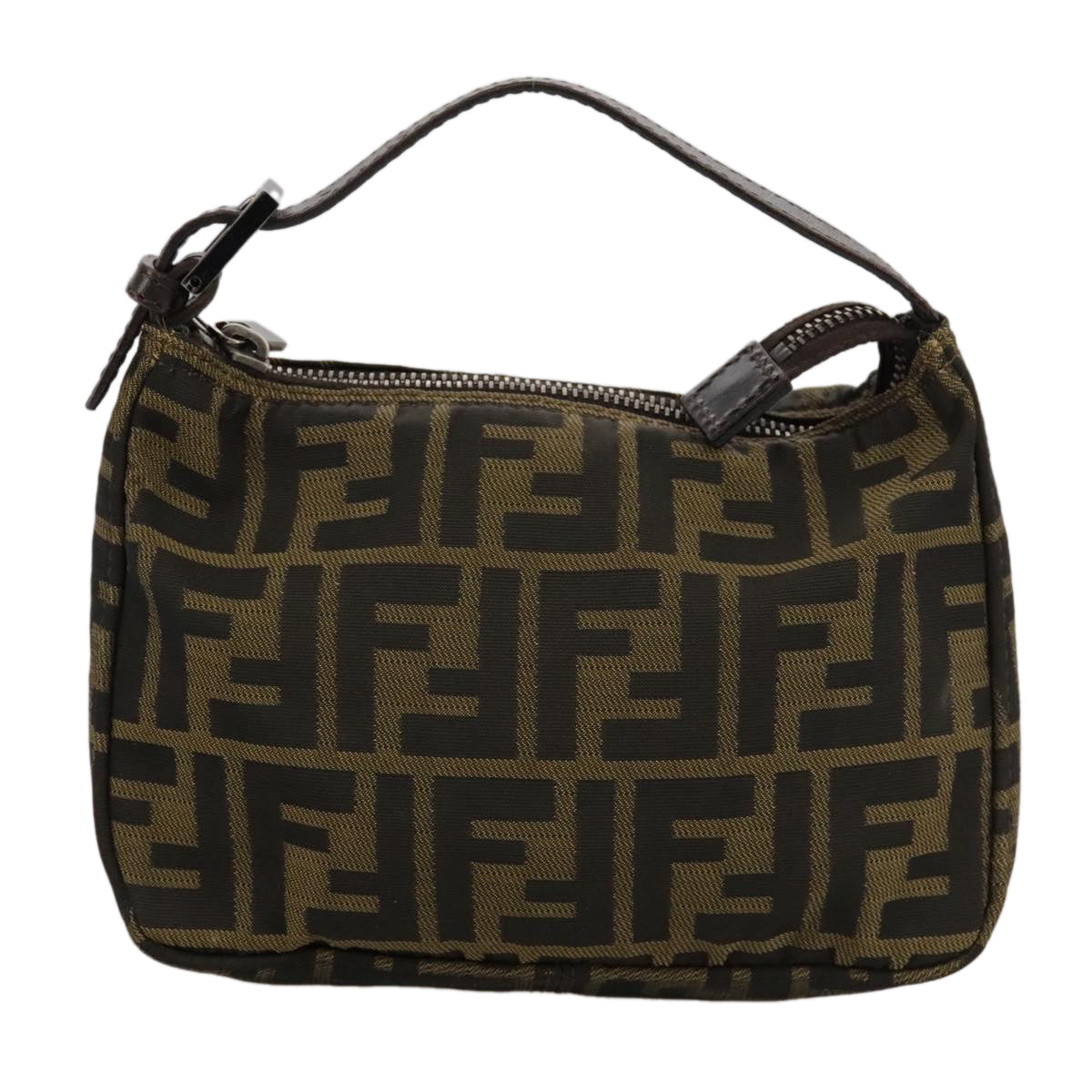 FENDI Zucca Canvas Hand Bag Brown Black102655