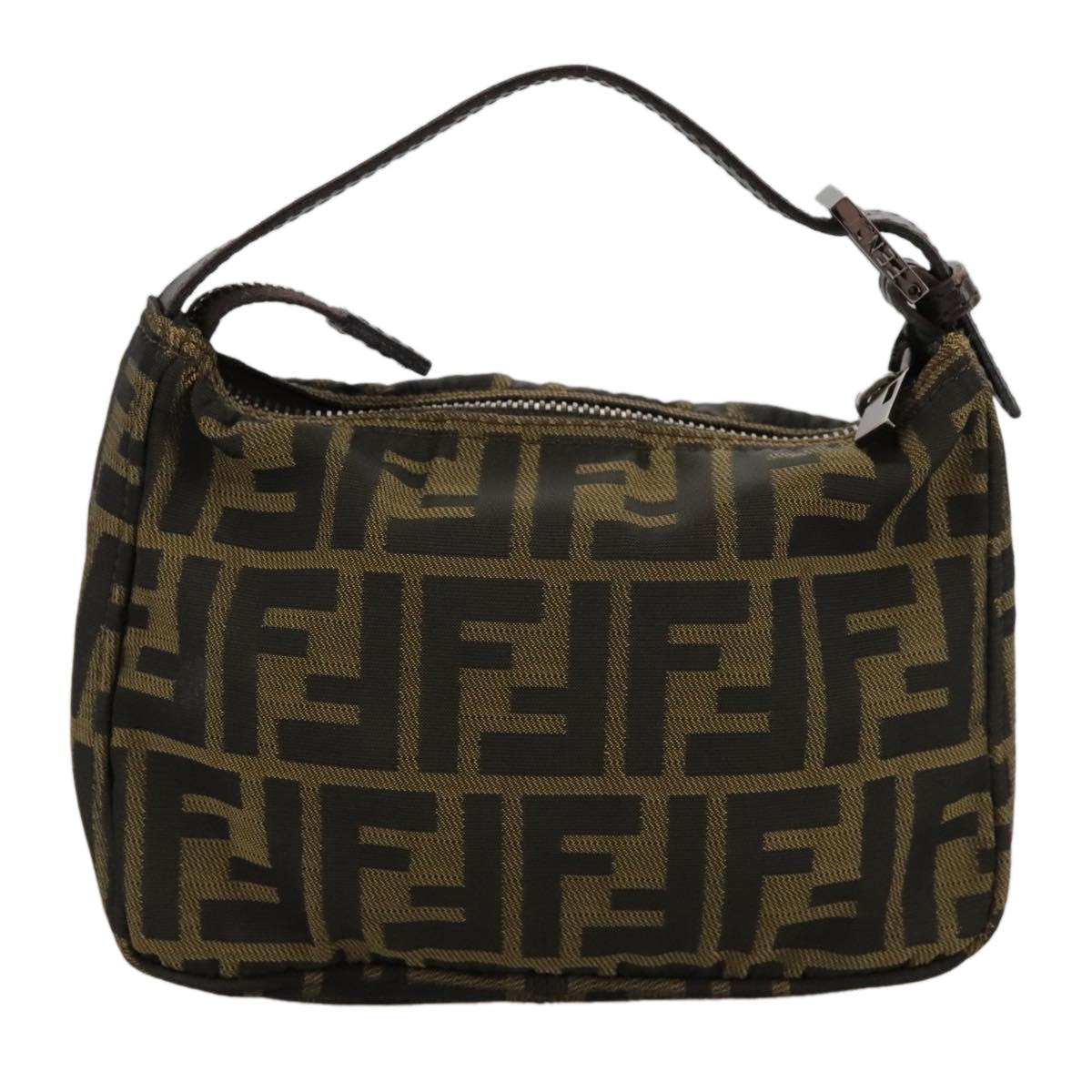FENDI Zucca Canvas Hand Bag Brown Black102655
