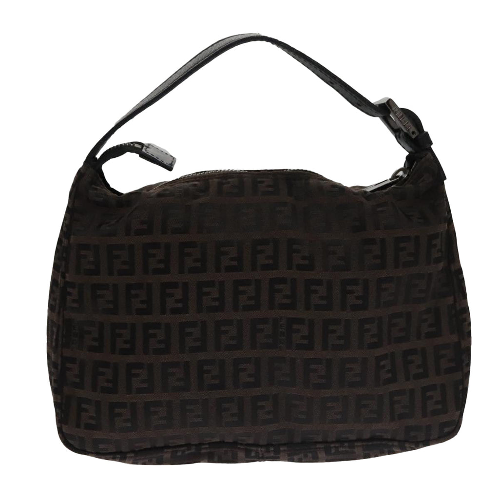 FENDI Zucchino Canvas Hand Bag Black Brown102663