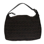FENDI Zucchino Canvas Hand Bag Black Brown102663