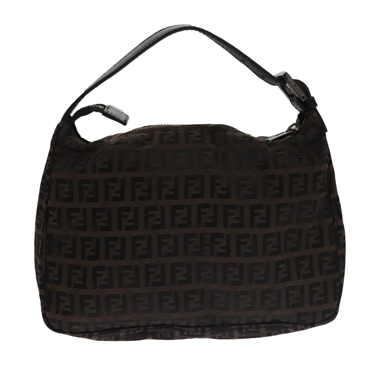 FENDI Zucchino Canvas Hand Bag Black Brown102663