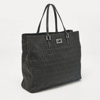 Fendi Black Zucchino Fabric And Leather Tote