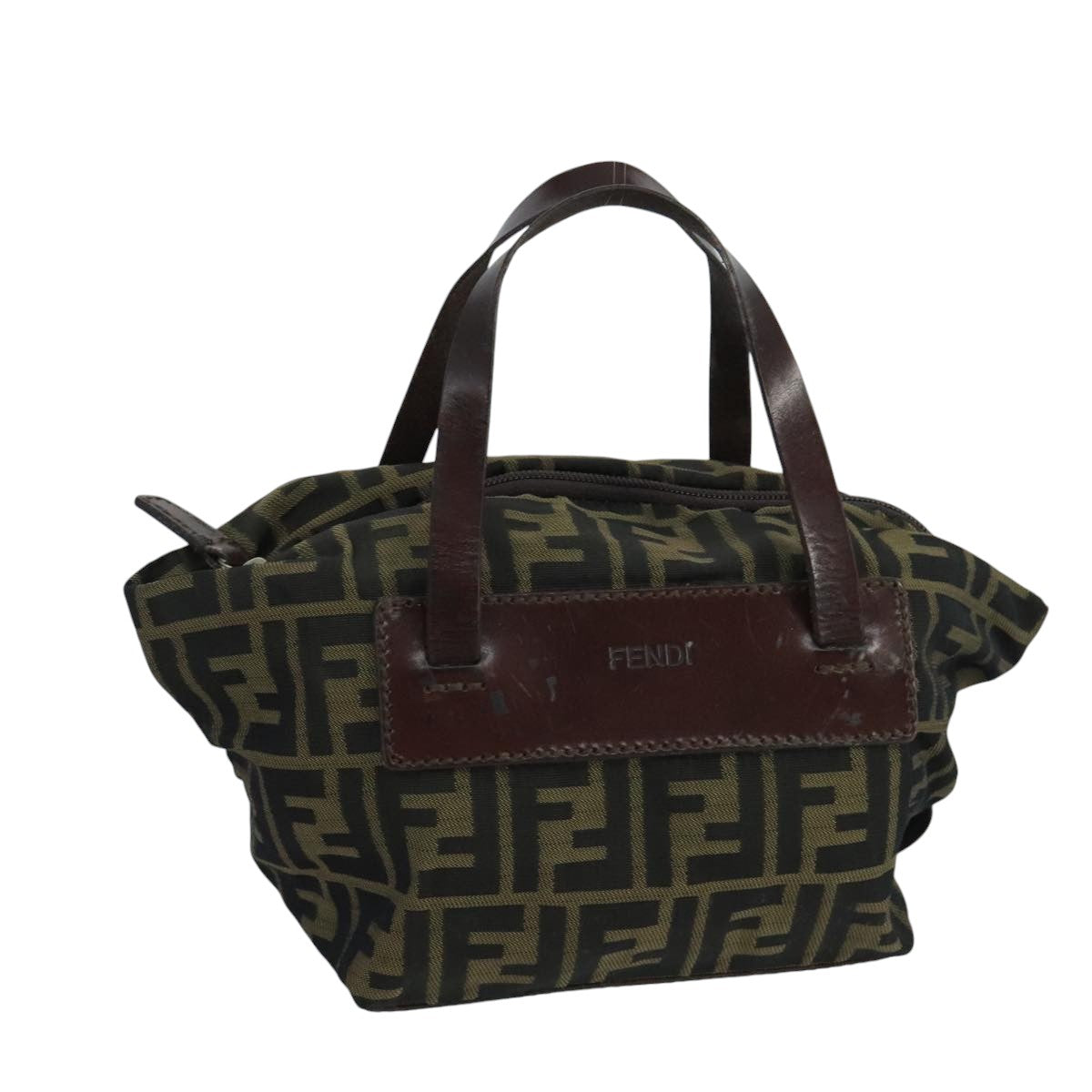 FENDI Zucca Canvas Hand Bag Brown Black Silver102757