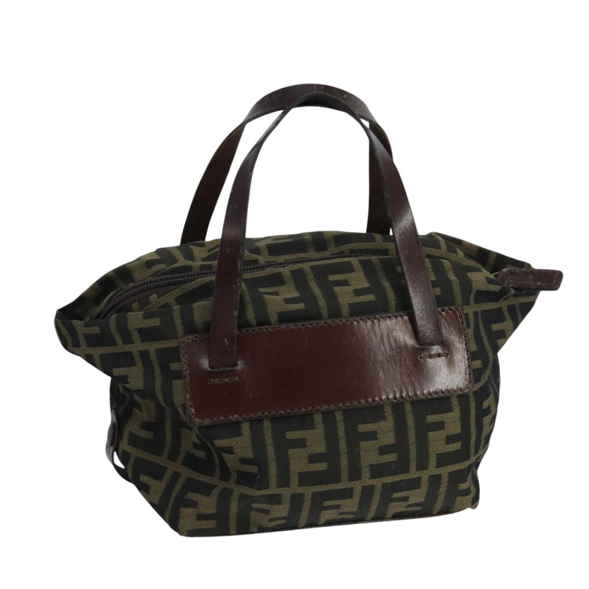 FENDI Zucca Canvas Hand Bag Brown Black Silver102757