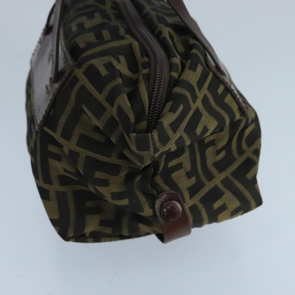 FENDI Zucca Canvas Hand Bag Brown Black Silver102757