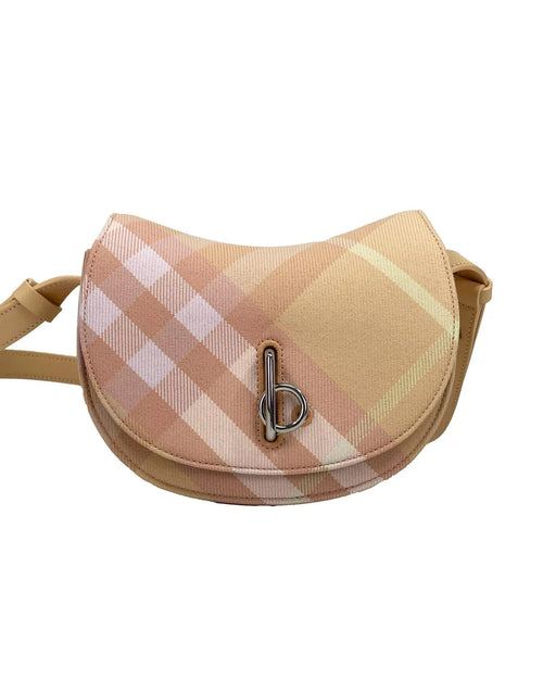 Burberry HalfMoon Plaid Crossbody Bag Women Peach