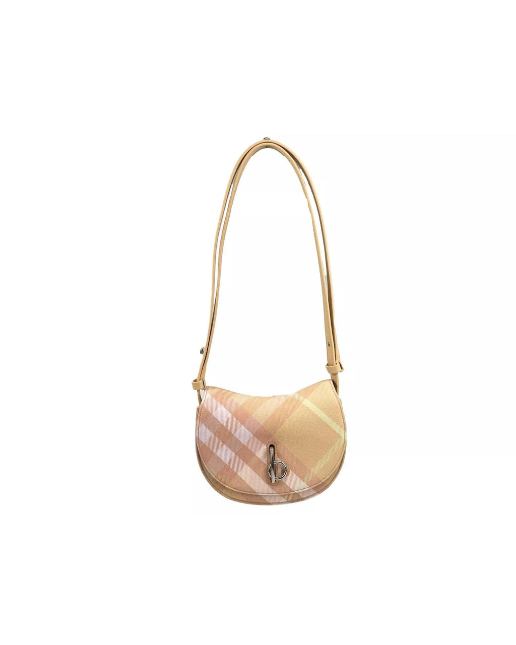 Burberry HalfMoon Plaid Crossbody Bag Women Peach