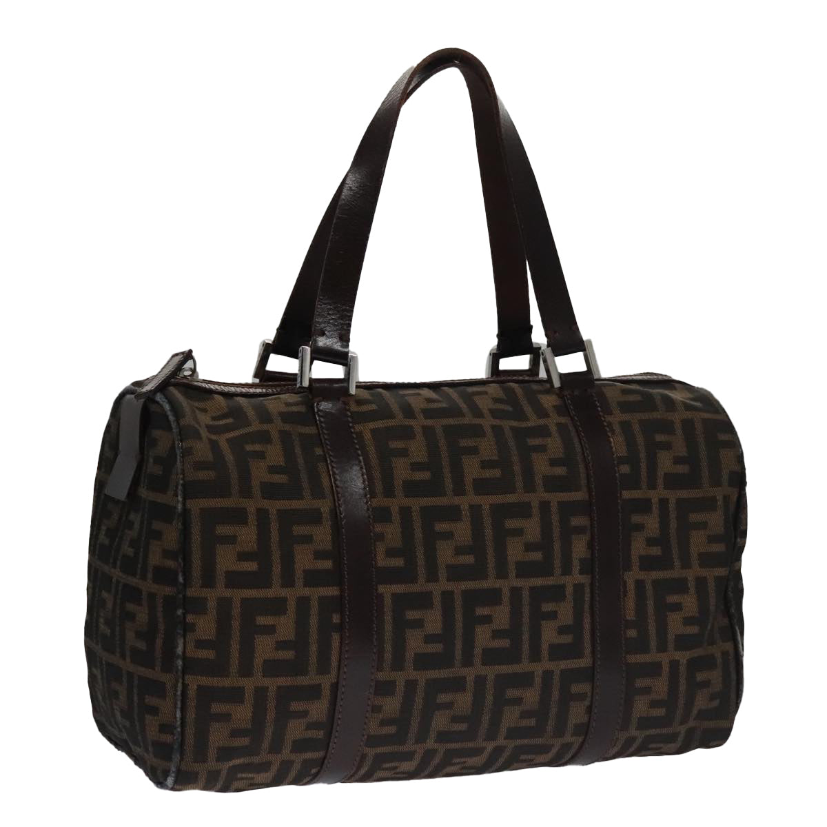 FENDI Zucca Canvas Boston Bag Brown Black102950