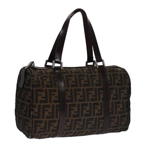 FENDI Zucca Canvas Boston Bag Brown Black102950