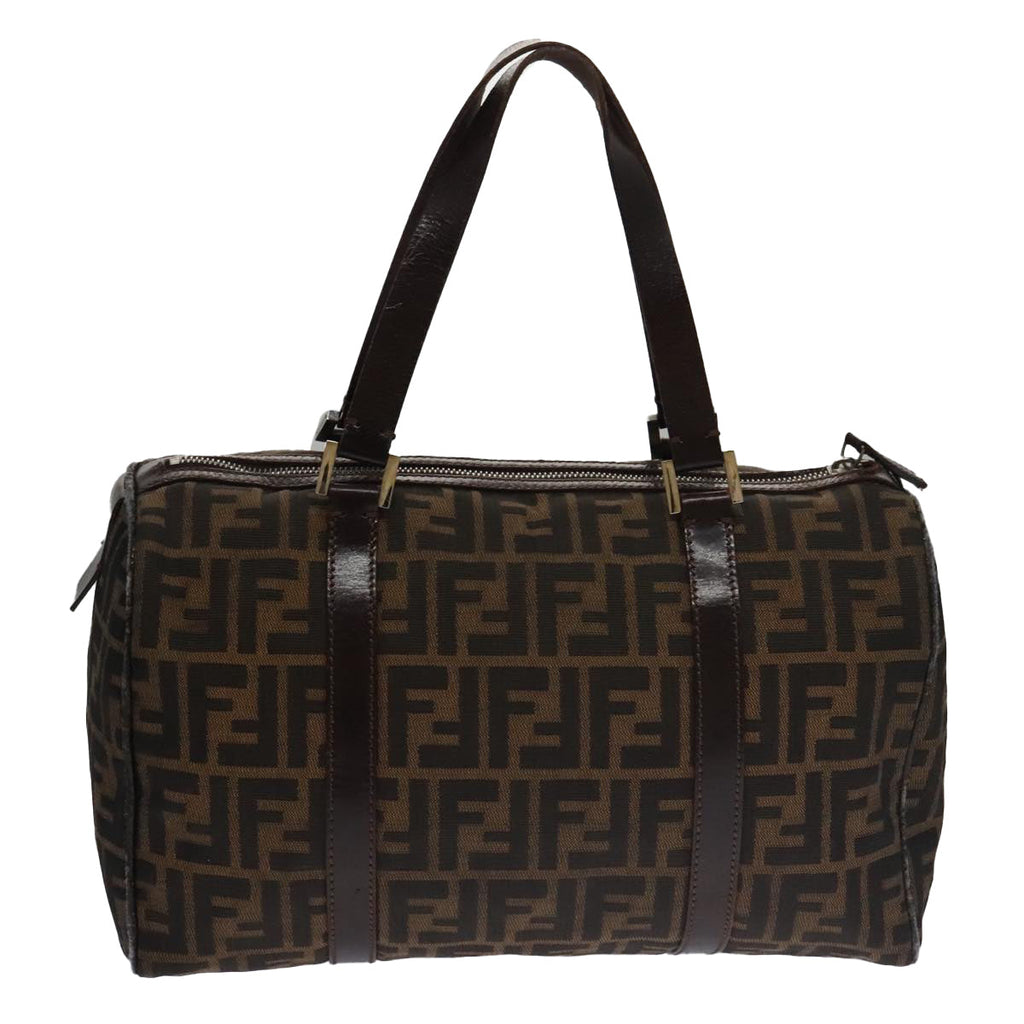 FENDI Zucca Canvas Boston Bag Brown Black102950