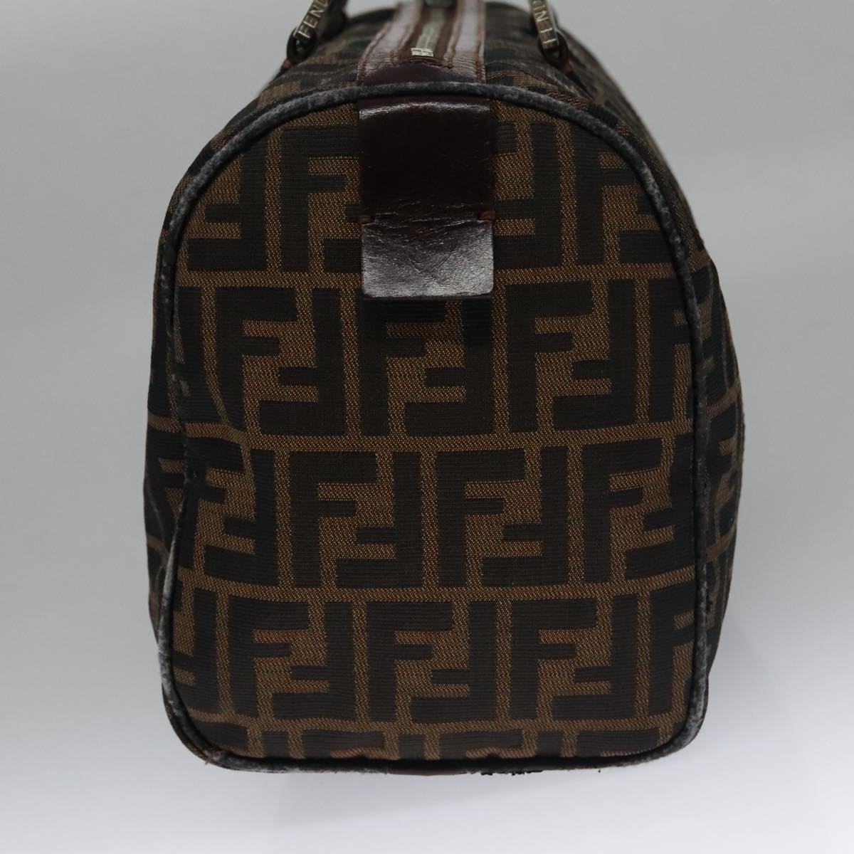 FENDI Zucca Canvas Boston Bag Brown Black102950