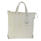 FENDI Zucca Canvas Tote Bag PVC White Silver102974