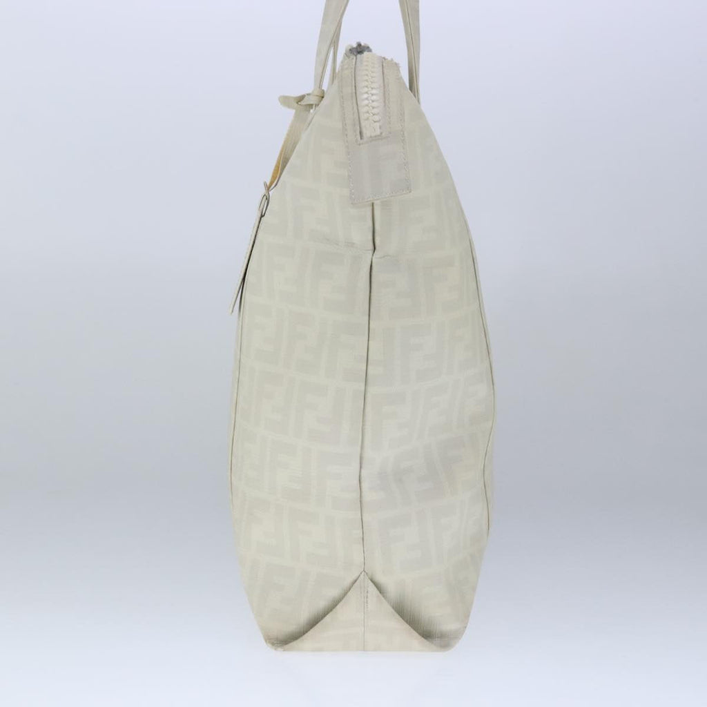 FENDI Zucca Canvas Tote Bag PVC White Silver102974