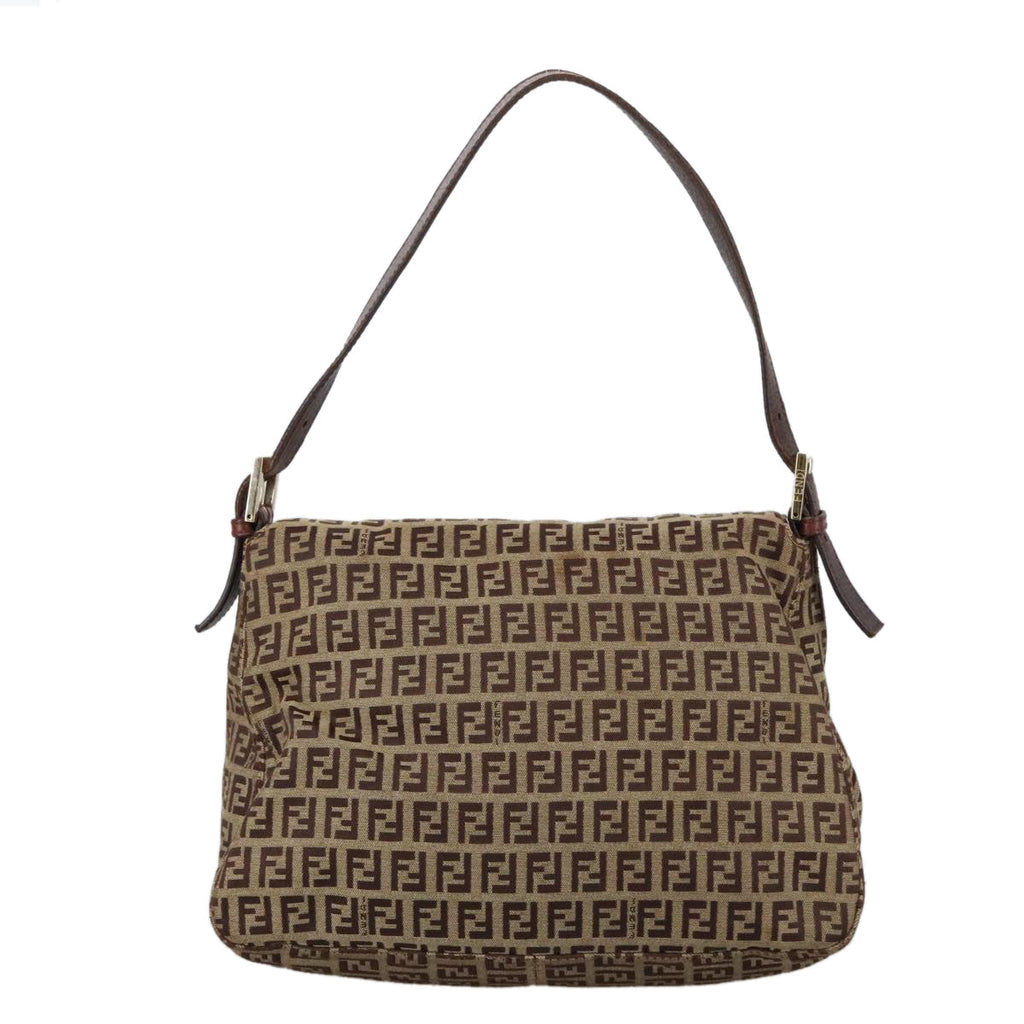 FENDI Zucchino Canvas Mamma Baguette Shoulder Bag Beige103058