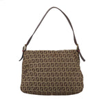 FENDI Zucchino Canvas Mamma Baguette Shoulder Bag Beige103058