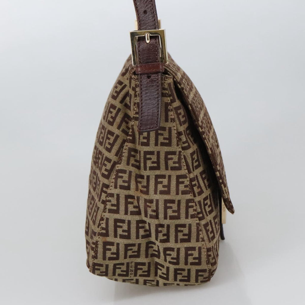 FENDI Zucchino Canvas Mamma Baguette Shoulder Bag Beige103058