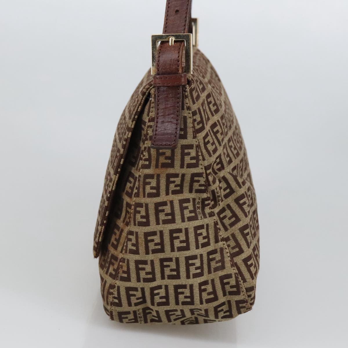 FENDI Zucchino Canvas Mamma Baguette Shoulder Bag Beige103058