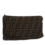 FENDI Zucca Canvas Clutch Bag Brown Black103381