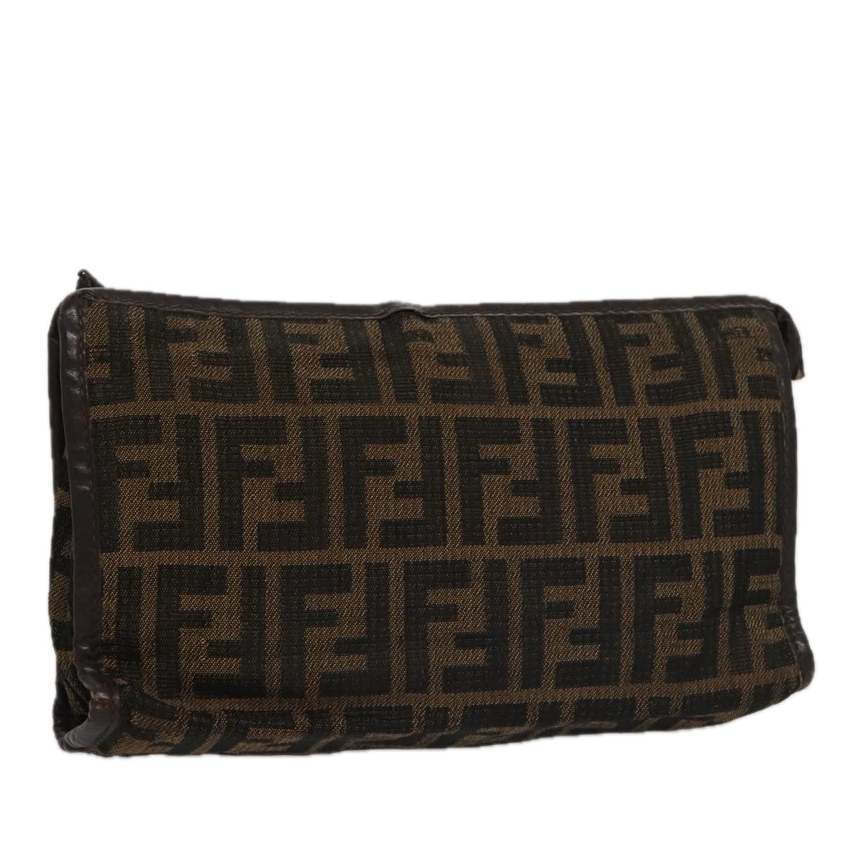 FENDI Zucca Canvas Clutch Bag Brown Black103381