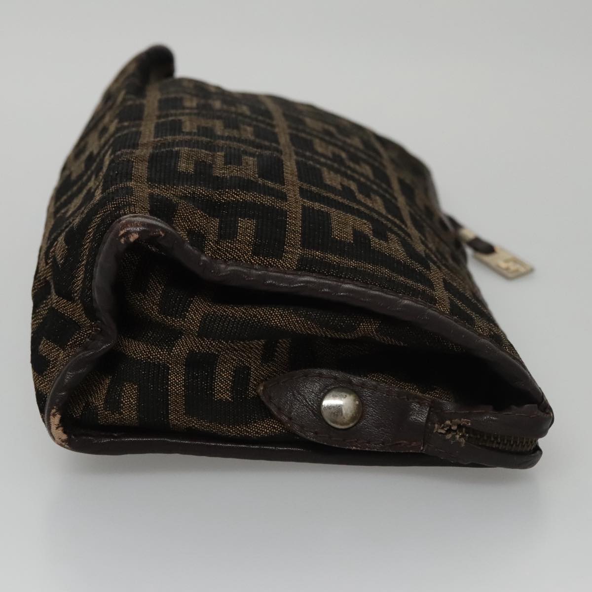 FENDI Zucca Canvas Clutch Bag Brown Black103381
