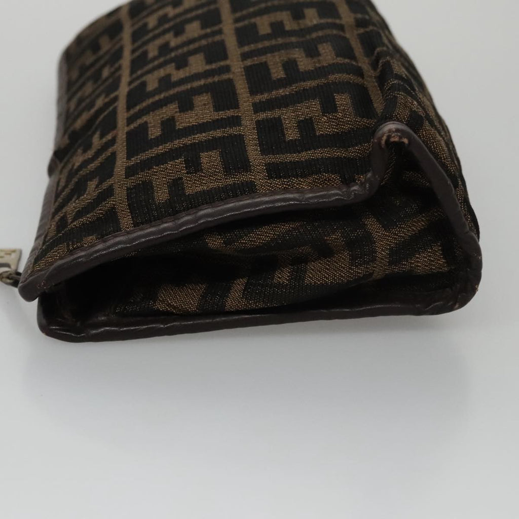 FENDI Zucca Canvas Clutch Bag Brown Black103381