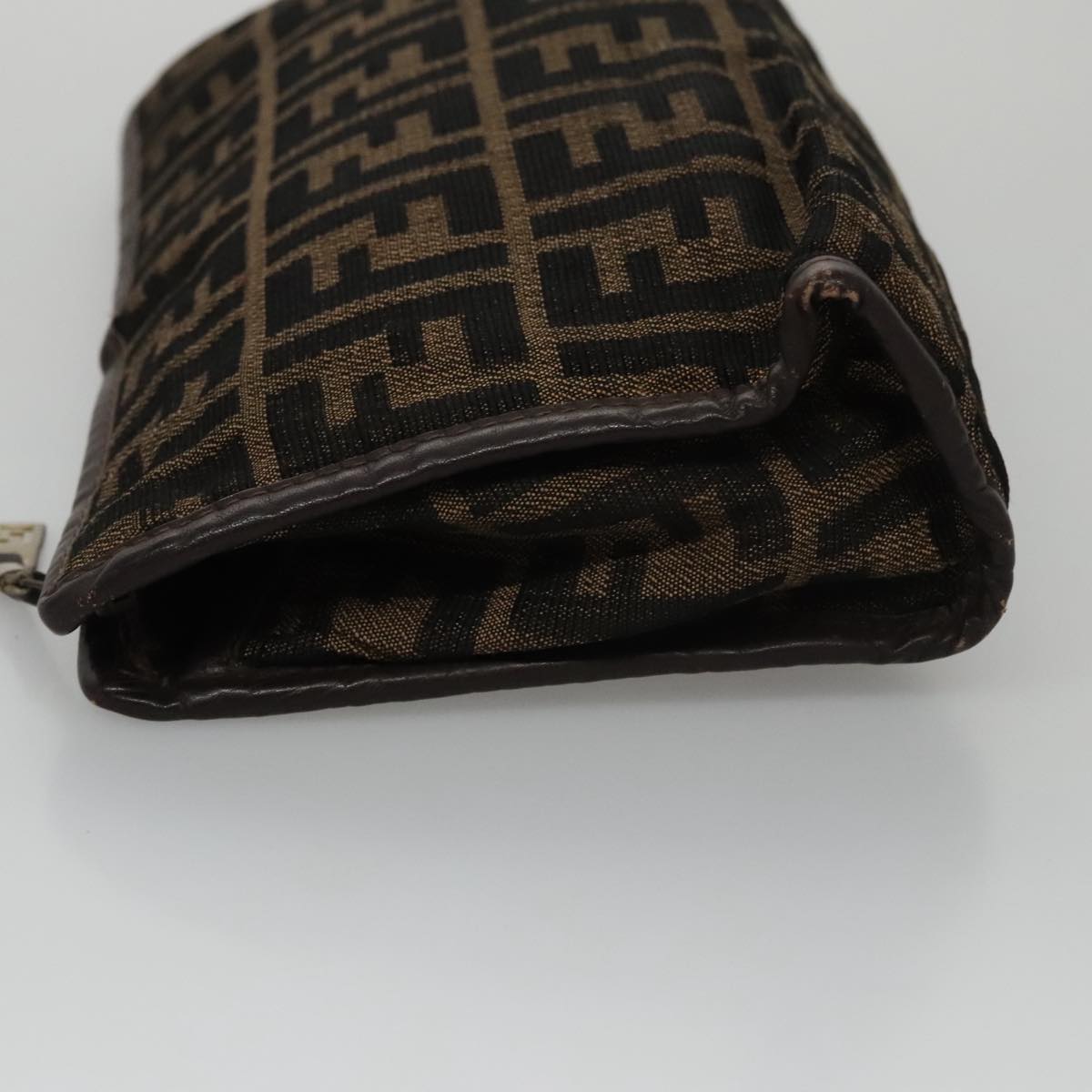 FENDI Zucca Canvas Clutch Bag Brown Black103381