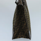 FENDI Zucca Canvas Hand Bag Brown Black gold103452